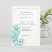 Elegant Gold Peacock Wedding Invitations Kaart (Staand voorkant)