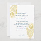 Elegant Gold Peacock Wedding Invitations Kaart (Voorkant)