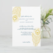 Elegant Gold Peacock Wedding Invitations Kaart (Staand voorkant)
