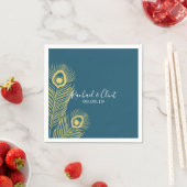 Elegant Gold Peacock Wedding Party Paper Napkins Servetten (Insitu)