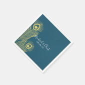 Elegant Gold Peacock Wedding Party Paper Napkins Servetten (Hoek)