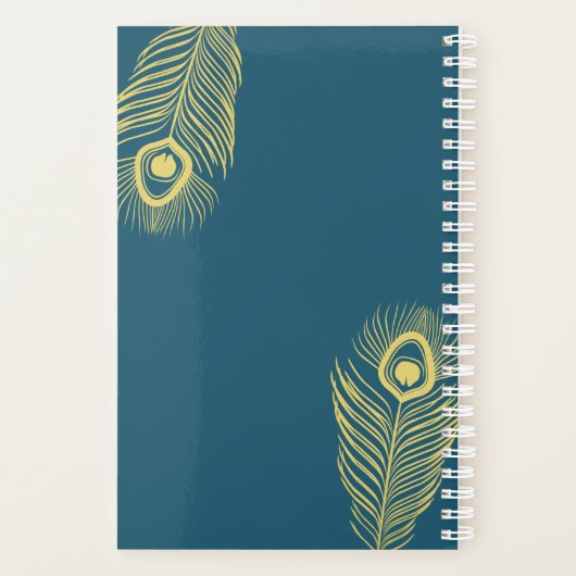 Elegant Gold Peacock Wedding Planner Agenda (Achterkant)