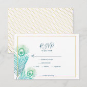 Elegant Gold Peacock Wedding RSVP-kaarten RSVP Kaartje (Voorkant / Achterkant)
