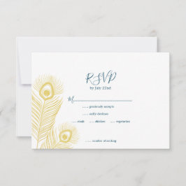 Elegant Gold Peacock Wedding RSVP-kaarten RSVP Kaartje