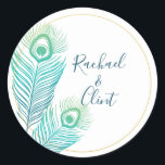 Elegant Gold Peacock Wedding Stickers<br><div class="desc">Stijlvolle Elegant Gold Peacock Wedding Stickers zijn perfect voor je trouwfeesten,  uitnodigingen en nog veel meer.</div>