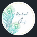 Elegant Gold Peacock Wedding Stickers<br><div class="desc">Stijlvolle Elegant Gold Peacock Wedding Stickers zijn perfect voor je trouwfeesten,  uitnodigingen en nog veel meer.</div>