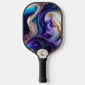 Elegant Gold & Pearl op Blauwgroen en Paarse Swirl Pickleball Paddle (Voorkant)