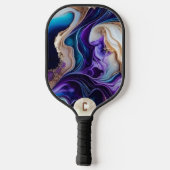 Elegant Gold & Pearl op Blauwgroen en Paarse Swirl Pickleball Paddle (Achterkant)