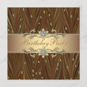 Elegant Gold Pearls Birthday Party Invitation Kaart