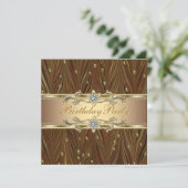 Elegant Gold Pearls Birthday Party Invitation Kaart (Staand voorkant)