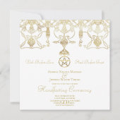 Elegant Gold Pentacle Handfasting Invitation (Voorkant)