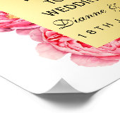Elegant Gold & Peonies Floral Wedding Welcome Sign Poster (Hoek)