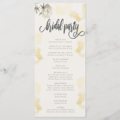 Elegant Gold Peony Floral Wedding Programmakaart (Achterkant)
