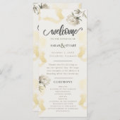 Elegant Gold Peony Floral Wedding Programmakaart (Voorkant / Achterkant)