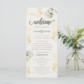 Elegant Gold Peony Floral Wedding Programmakaart (Staand voorkant)