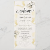 Elegant Gold Peony Floral Wedding Programmakaart (Voorkant)