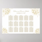 Elegant Gold Peony Floral Wedding Seating Seating Poster (Voorkant)