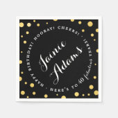 Elegant Gold Personalized Birthday Party Napkins Servetten (Voorkant)
