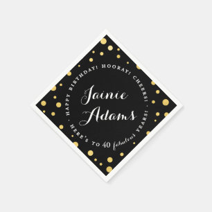 Elegant Gold Personalized Birthday Party Napkins Servetten