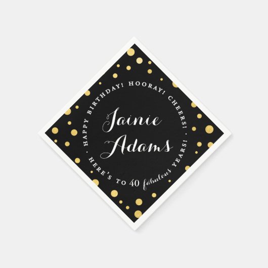 Elegant Gold Personalized Birthday Party Napkins Servetten (Hoek)