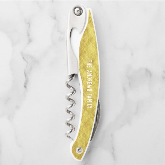 Elegant Gold Personalized Monogram Corkschroef Kurkentrekker (Voorkant)