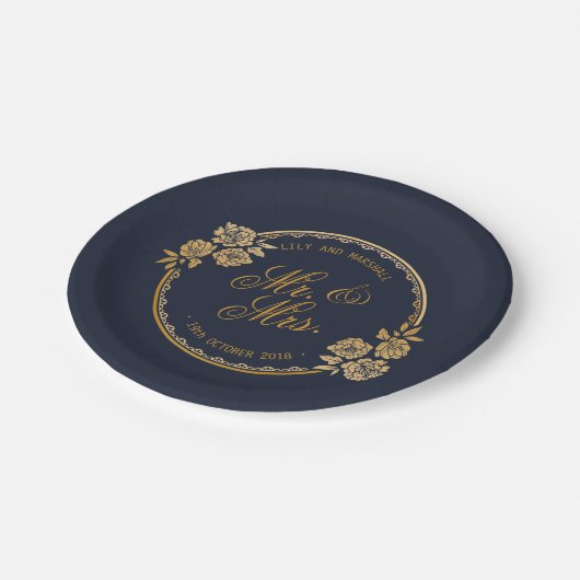 Elegant Gold Personalized Wedding | Bord papier (Gekanteld)