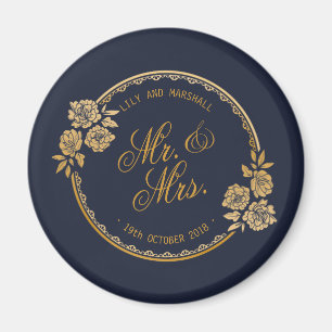 Elegant Gold Personalized Wedding   Fridge Magnet