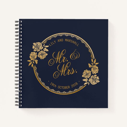 Elegant Gold Personalized Wedding | Guestbook Notitieboek (Voorkant)