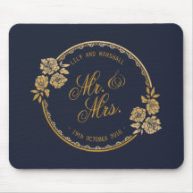 Elegant Gold Personalized Wedding | Mousepad