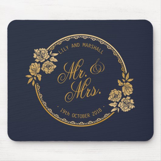 Elegant Gold Personalized Wedding | Mousepad Muismat (Voorkant)