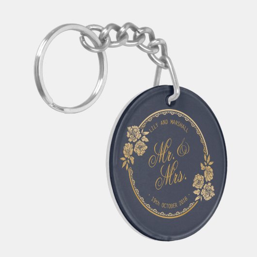Elegant Gold Personalized Wedding | SLEUTELHANGER (Voorkant Links)