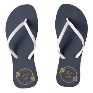 Elegant Gold Personalized Wedding   Teenslippers