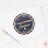 Elegant Gold | Pet blauw Afstudeerder van 2023 Ronde Sticker (Envelop)