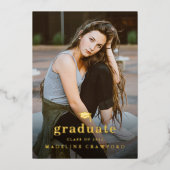 Elegant Gold Pet Portret Foto Afstuderen Folie Uitnodiging (Voorkant)