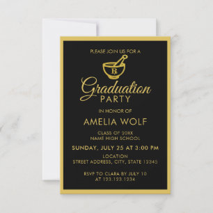 Elegant Gold Pharmacist Graduation Party Kaart