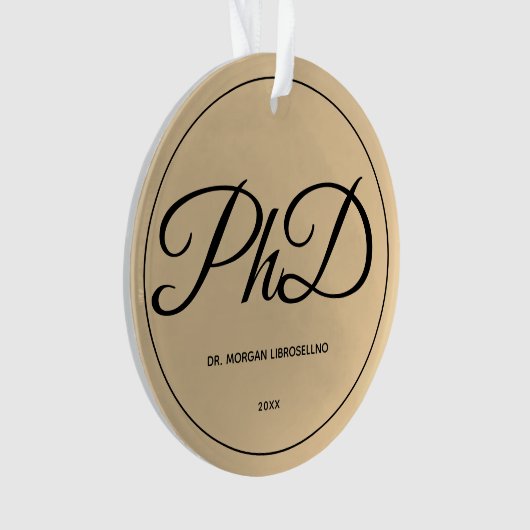Elegant Gold PhD Afstuderen Naam jaar Ornament (voorkant)
