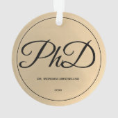 Elegant Gold PhD Afstuderen Naam jaar Ornament (achterkant)