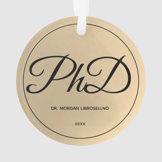 Elegant Gold PhD Afstuderen Naam jaar Ornament (achterkant)