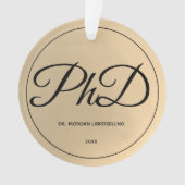Elegant Gold PhD Afstuderen Naam jaar Ornament (voorkant)