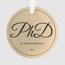 Elegant Gold PhD Afstuderen Naam jaar Ornament