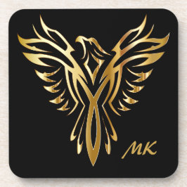 Elegant Gold Phoenix Rising Monogramma Bier Onderzetter