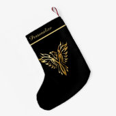 Elegant Gold Phoenix stijgt uit assen personalisee Kleine Kerstsok (Achterkant (Hangend))
