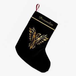 Elegant Gold Phoenix stijgt uit assen personalisee Kleine Kerstsok