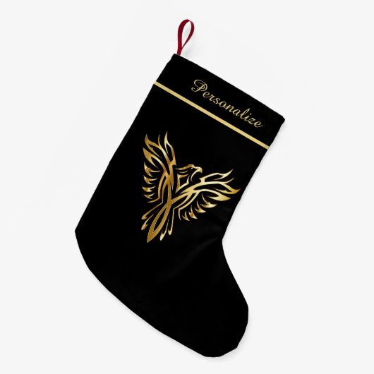 Elegant Gold Phoenix stijgt uit assen personalisee Kleine Kerstsok (Voorkant (Hangend))