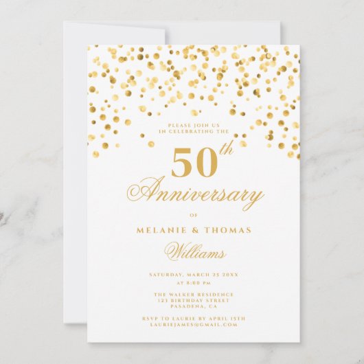 Elegant Gold Photo 50th Wedding Jubileum Kaart (Voorkant)