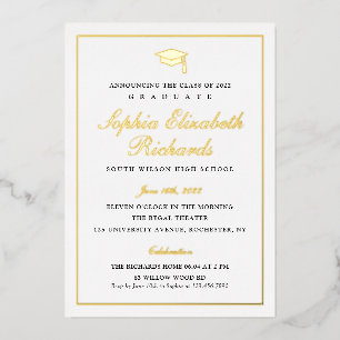 Elegant Gold Photo Afstuderen Folie Uitnodiging