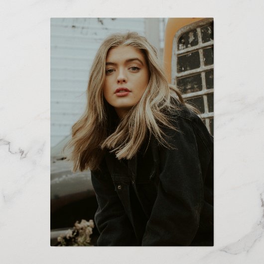 Elegant Gold Photo Afstuderen Folie Uitnodiging (Achterkant)