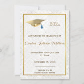 Elegant Gold Photo Blue Pet Afstuderen Aankondiging (Voorkant)