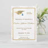 Elegant Gold Photo Blue Pet Afstuderen Aankondiging (Staand voorkant)