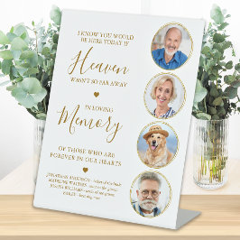 Elegant Gold Photo Collage Heaven Wedding Memorial Reclamebord Met Voetstuk
